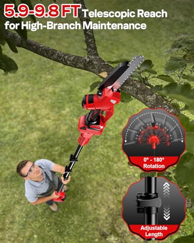 2-IN-1 Cordless Pole Saw and Chainsaw Compatible with Milwaukee Battery