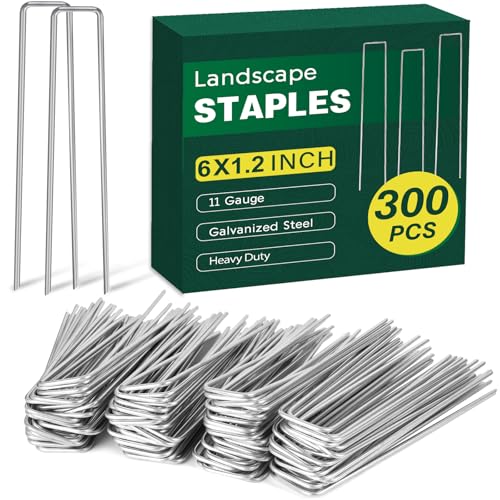 CEWOR 300 Pack Landscape Staples 6 Inch, 11 Gauge Garden Stakes - size: 6 Inch-300 Pack