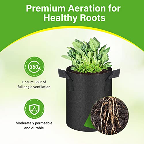 HealSmart 12-Pack 1 Gallon Nonwoven Grow Bags, Aeration Fabric Pots with Handles, Suitable for Garden Fruits, Vegetables and Flowers, Black - color: Black, 12 Pack, size: 1 Gallon