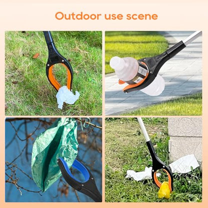 2-Pack 43" Extra Long Heavy Duty Grabber Reacher Tool, Foldable with 360° Rotating Jaw, Magnetic Tip, Ergonomic Grip, Wide Claw for Trash Pickup, Gardening & Reaching High Shelves – Ideal for Seniors