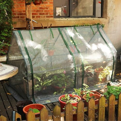 Gardzen Mini Greenhouse with Zipper Mesh Cover 71.7"(L) x36.2(W) x42.5(H) - size: 71”(L) x36”(W) x42”(H)