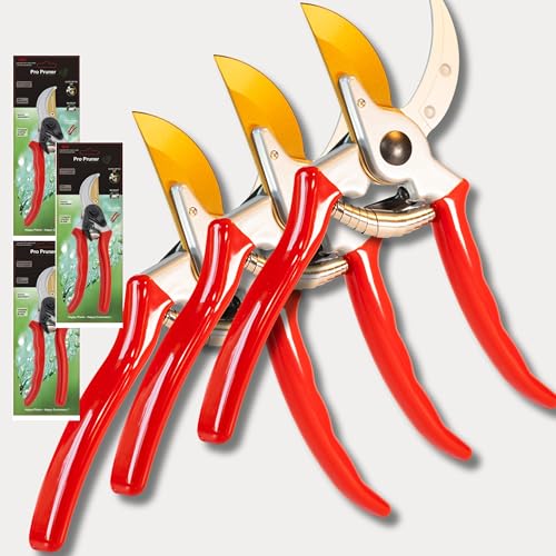 3-Pack Titanium Blade Premium Garden Shears - Heavy Duty Bypass Pruners for Trees Up to 1"Cut Capacity Garden Clippers, Gardening Scissors with Sharp (3 Pack) - style: 3 Pack