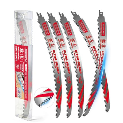 15 Inch Japanese Teeth Reciprocating Saw Blades, 6TPI Arc Edge Wood Pruning Saw Blades Set for Tree Trimming, Wood Cutting, 5 Pack - color: 5-Pc 15" Extended-Reach Pruning