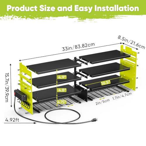 POKIPO Upgrade Power Tool Organizer Wall Mount with Charging Station,4 Layer Heavy Duty Metal Storage Rack Loads 600lbs with 8 Cordless Drill Holder,4 Outlet Power Strip Battery Utility Rack for Man - color: Light Green, size: Large