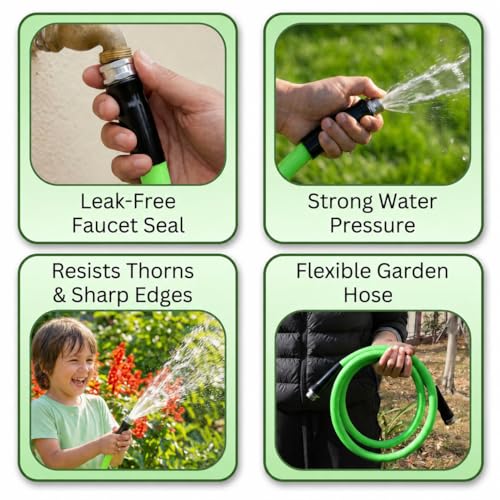 UNCO- Hybrid Polymer Garden Hose, 5/8" x 12 FT, Green, 3/4" GHT Aluminum Fittings, Drinking Water Safe, Lightweight Heavy Duty Garden Hose - size: 12 Ft