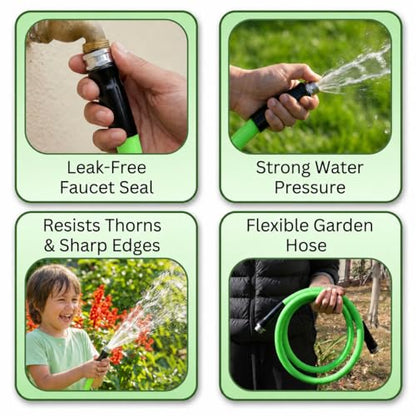 UNCO- Hybrid Polymer Garden Hose, 5/8" x 12 FT, Green, 3/4" GHT Aluminum Fittings, Drinking Water Safe, Lightweight Heavy Duty Garden Hose - size: 12 Ft