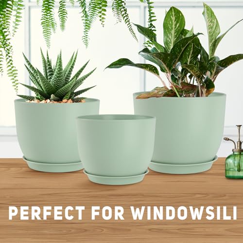 YNNICO Plant Pots 10/9/8/7.5/7 inch with Multi Mesh Drainage Holes - color: Green, size: 10/9/8/7.5/7 inch