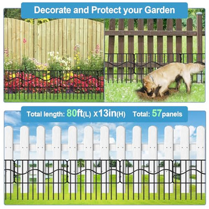 Eibikdi Garden Animal Barrier Fence 80ft x 13in 57pack - size: 80FT x13in(H), 57pack Wavy