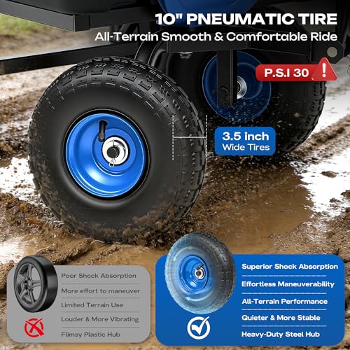 Garden Dump Cart 900Lbs Heavy Duty,Wheelbarrow,10" All Terrain Tires - color: Black+blue
