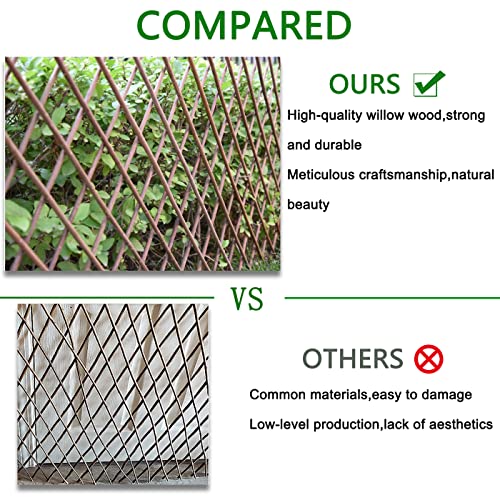 Expandable Willow Lattice Fence Panel Plant Support Garden Trellis for Climbing Vine Ivy Rose Cucumbers Clematis Outdoors Garden Yard, 36X92 Inch(1PC)