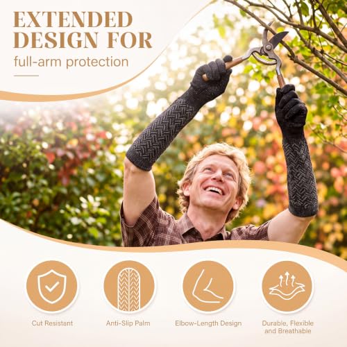 Wesiti 8 Pairs Cut Resistant Gloves and Sleeve Level 5 Protection 18.5 Inch