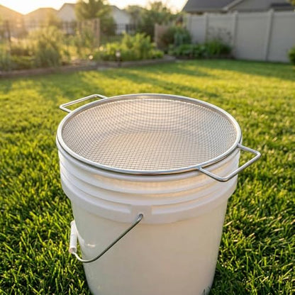 304 Stainless Steel Soil Sifter for 5 Gallon Bucket 3/8" Mesh Garden Sieve - size: 3/8 in (2 Mesh)