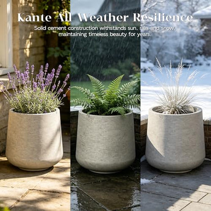 Kante Weathered Concrete Planter 16.5" Dia All-Weather Round Large Pot - color: Weathered Concrete, size: 15.3" D