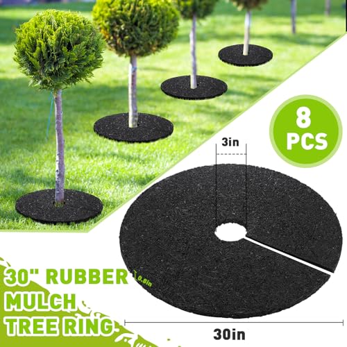 Peryiter 6 Pcs Rubber Mulch Tree Ring Protector Mat Weed Barrier, 30 in - style: 30 Inches