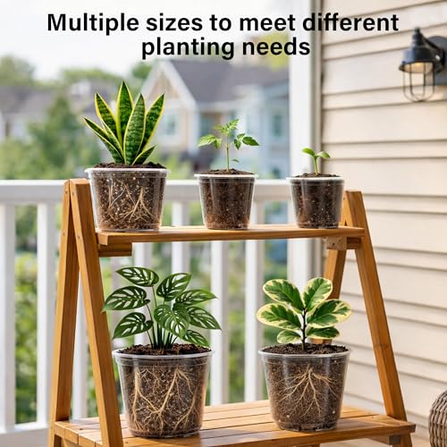 Bluepro Clear Nursery Pots with Drainage, 3.5/4/5/6/8 Inch, 20-Pack - size: 3.5/4/5/6/8 Inch-20Pcs
