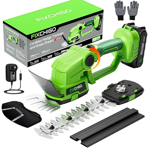 21V Cordless Hedge Trimmer, 2 in 1 Handheld Bush Trimmer with 2000mAh Batteries + Charger, Electric Grass Shear for Garden Yard Lawn Care, Powerful & Lightweight - size: Hedge Trimmer + 1 Battery