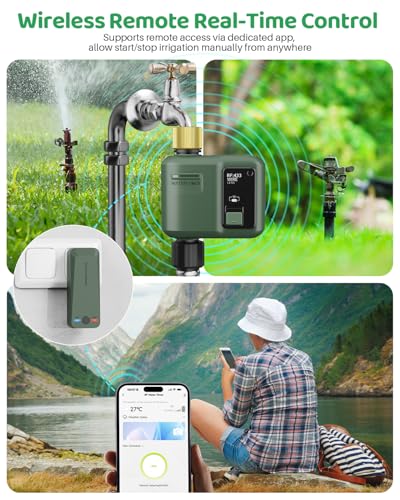 WiFi Water Timer for Garden Hose, 2 Pc Smart Sprinkler Controller with 984ft RF Range, Smart Lawn Watering System Irrigation Timer, APP/Voice Control, Rain Delay, Manual Irrigation (Brass Inlet) - style: 2 Pc