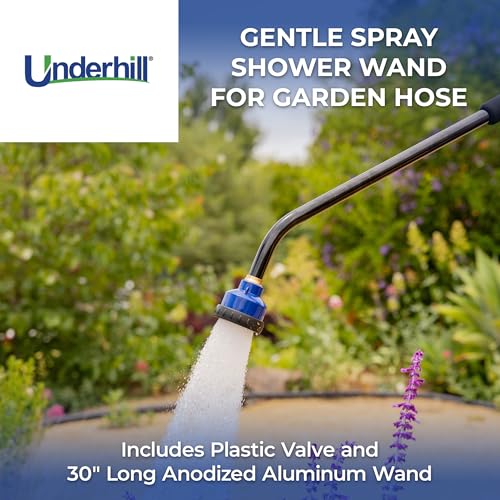 Underhill Proline Gentle Spray Shower Head Nozzle Wand, Garden Water Hose Sprayer for Watering Plants and Flowers, 30-Inch, Includes 3 Stainless Steel Outlet Plates (450, 750 and 1000 Holes) - style: RPW-75PL