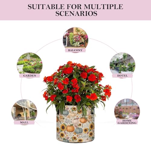 7 Gallon Grow Bags 1 Pack Plant Fabric Pots Flower Nursery Garden Vegetable Small Plant Pot 14.2 x 9.8 in Large Indoor Planter with Handles Beige Pumpkin Sunflower Autumn Classic - color: Beige Pumpkin Sunflower Autumn Classic, size: L14.2x9.8in