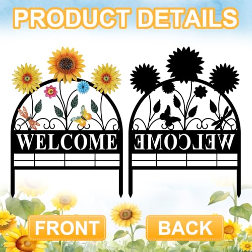 4 Pack Sunflower Garden Fence, 17" H x 12.6" W Yard Decor - style: Sunflower