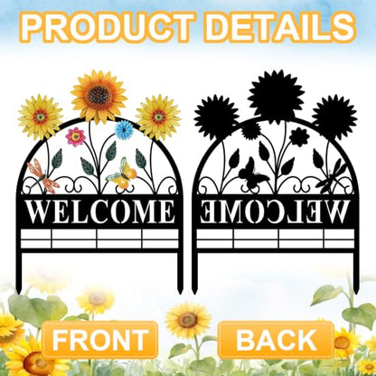 4 Pack Sunflower Garden Fence, 17" H x 12.6" W Yard Decor - style: Sunflower