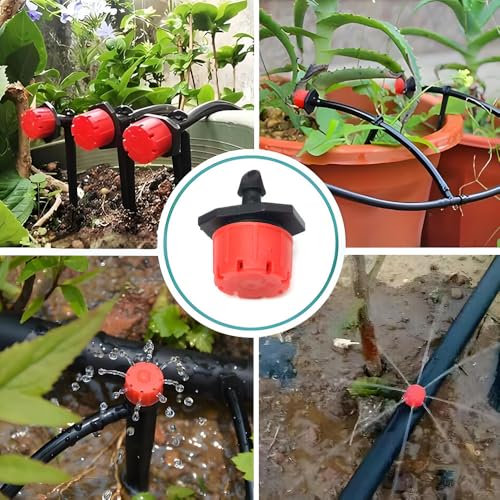 50 Pack Adjustable Irrigation Drippers Sprinklers, Red