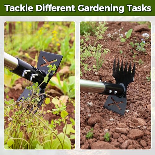 Weed Puller Tool with Long Handle - 44" Heavy Duty Manual Weeder & Garden Hoe, 2 in 1 Uprooting Tool for Yard, Lawn, Flower Bed, and Patio, Durable Weed Remover for Gardening (44") - style: 44"