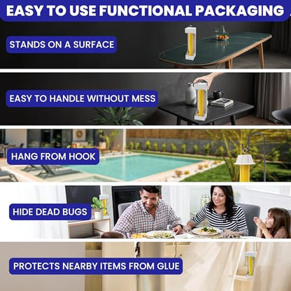 Fly Stick Sticky Fly Traps for Indoors Outdoor 4pk. Non-Toxic Super Sticky Hanging Flies Catcher Paper Tape Strips for Home. Catches All Bugs and gnats. Indoor Outdoor House Flying Insect Trap. - size: 4pack