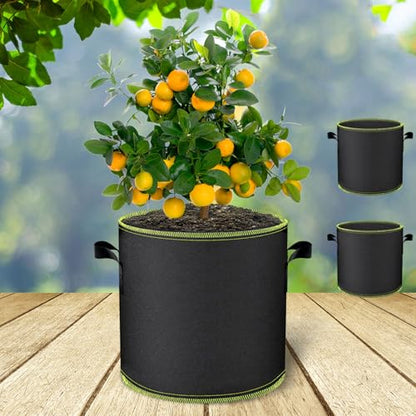 Grow Bags 2 Pack 5 Gallon Plant Pots 300G Nonwoven Fabric Garden Nursery Pots with Handles for Plants Potato Tomato Vegetables Flowers Grow Bags - size: 5 Gallon