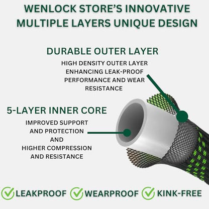 Garden Hose 75 ft, Lightweight, Sturdy Metal Nozzle 9 Spray, Heavy Duty, Leakproof Flexible Water Hose, Durable Multiple Layers, Solid Brass Connectors