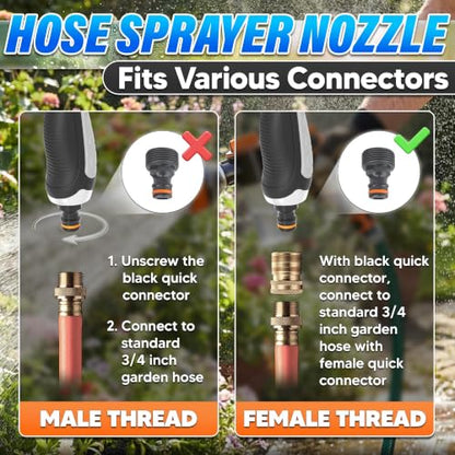 Garden Hose Nozzle with Soap Dispenser, 8 Patterns (Black, Orange) - color: Orange-Black
