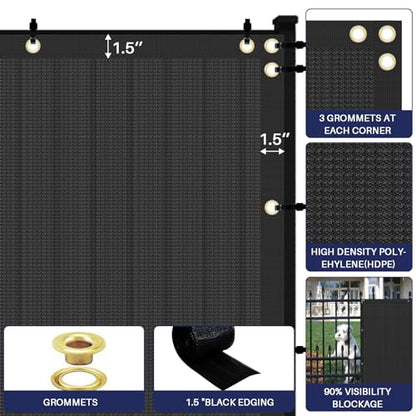WINDSCREEN4LESS 6' x 2' Privacy Fence Screen in Black W/ Brass Grommet 85% Blockage Windscreen Outdoor Mesh Fencing Cover Netting 150GSM Fabric - Custom Size - color: Black, size: 6' x 2'