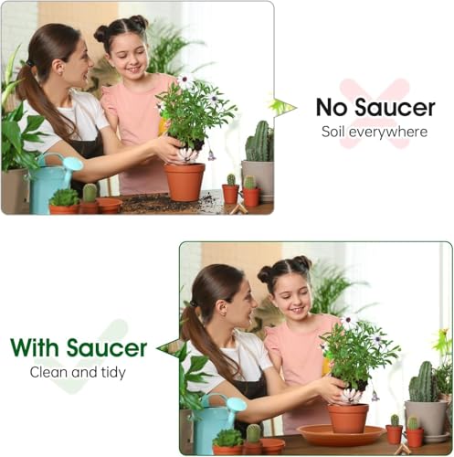4 Pack of 12 inch Plant Saucer, Plastic Terracotta Plant Water Tray
