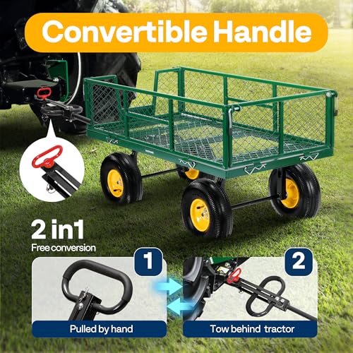VIVOHOME Steel Garden Cart Heavy Duty 900 LBS 4.5 Cu Ft Utility Wagon - color: Green