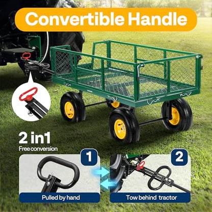 VIVOHOME Steel Garden Cart Heavy Duty 900 LBS 4.5 Cu Ft Utility Wagon - color: Green