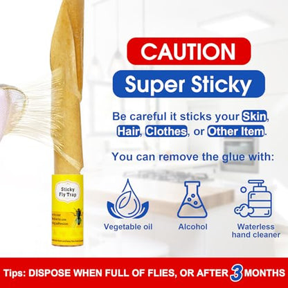 24 Pack Fly Strips Outdoor Indoor Hanging Fly Trap Sticky with Pins