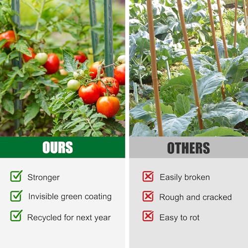 25 Pack 48 Inch Garden Stakes & Tomato Stakes for Climbing Plants - size: 48 Inches