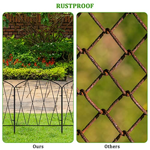 YBING Decorative Garden Fence, 10 Pack 11Ft (L) x 16In (H) Arched Metal Fence Border, Rustproof Animal Barrier for Flower Bed Patio Landscape Outdoor