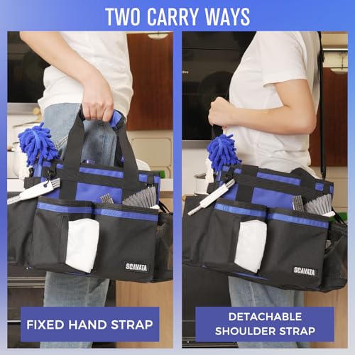 SCAVATA Compact Wearable Cleaning Caddy with Handle & Shoulder Straps - color: Blue