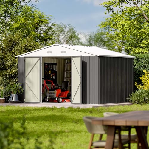 Patiowell Outdoor Storage Shed, 10 x 8 FT, Grey - color: Gray, size: 10x8 FT