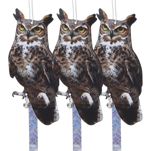 3PCS Flat Fake Owl Garden Owls, Pigeon Scare Devices - color: Dark Brown Owl 3pcs