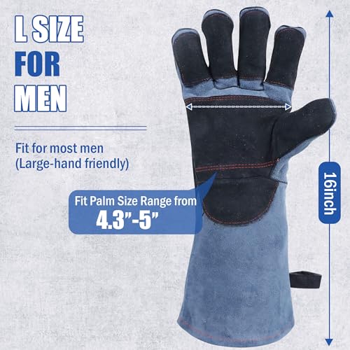 IC ICLOVER Animal Handling Gloves, Snake Bite Proof Gloves, Double Leather - color: L -16inch