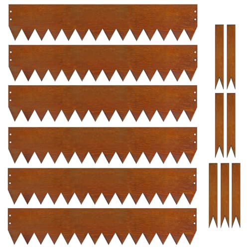 20ft. 40" L × 8" H Corten Steel Landscape Edging, 6 Pack Border - color: Rusted, size: 8 inches
