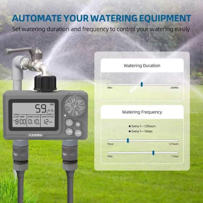 Digital programmable Water Timer, Hose Watering Timer for Garden, Dual outlets