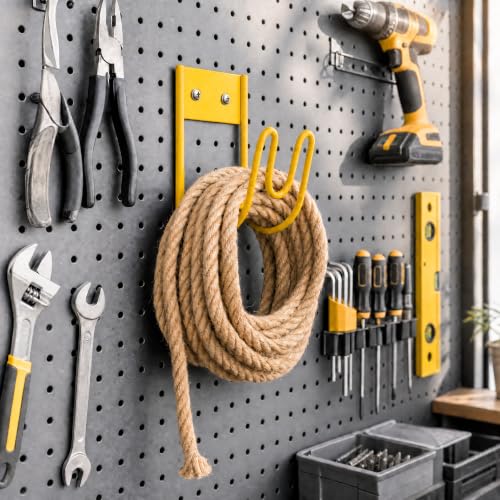 Garden Hose Holder Wall Mount, Heavy Duty Metal Hose Hanger (Yellow) - color: Yellow