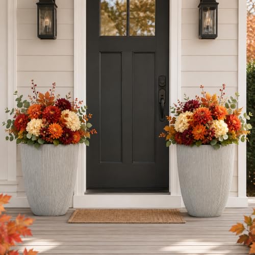 19" Mediterranean Resin Large Outdoor Planters Pot for Plants Flowers - color: 19"h-beige Fluted