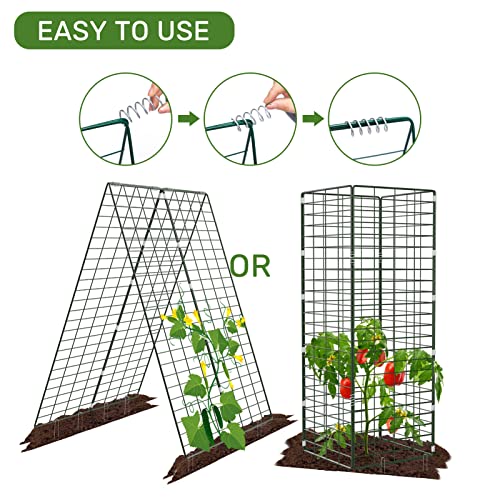 AGTEK 34" x 48" Foldable Metal Cucumber Trellis， for Climbing Plants, Cucumber, Vegetable, Flowers - size: 34"W x 48"H