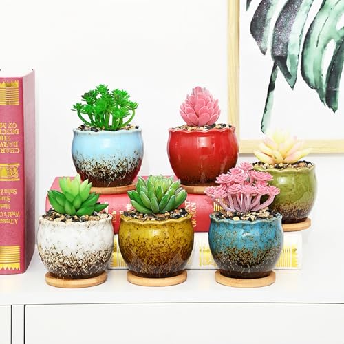 Cute 3.9 Inch Ceramic Home Garden Decoration Succulent Cactus Flower Pots Container -Plant Not Included，White - color: White