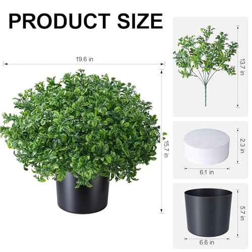 2 Pack Fake Potted Plants Artificial Plants for Outdoors Decor, Green - color: Potted Plants - Green