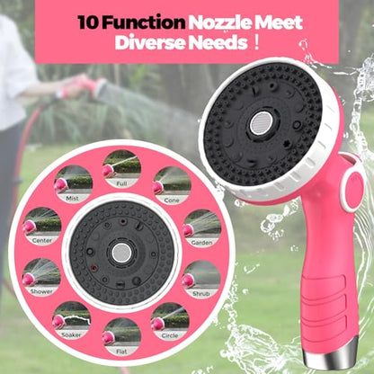 Retractable Garden Hose Reel 5/8 in x100 ft， Wall Mounted Hose Reel - color: Pink, size: 5/8"x100 ft